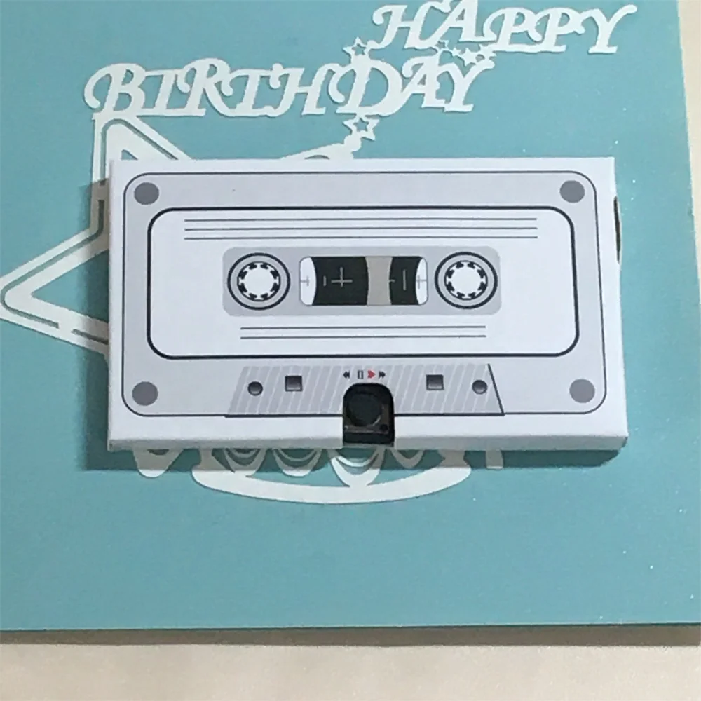 Party Supply Paper 60s oice Recording cassette Tape Shape Recorder Card Thank You Gift Greeting Card 3D Pop Up paper Card