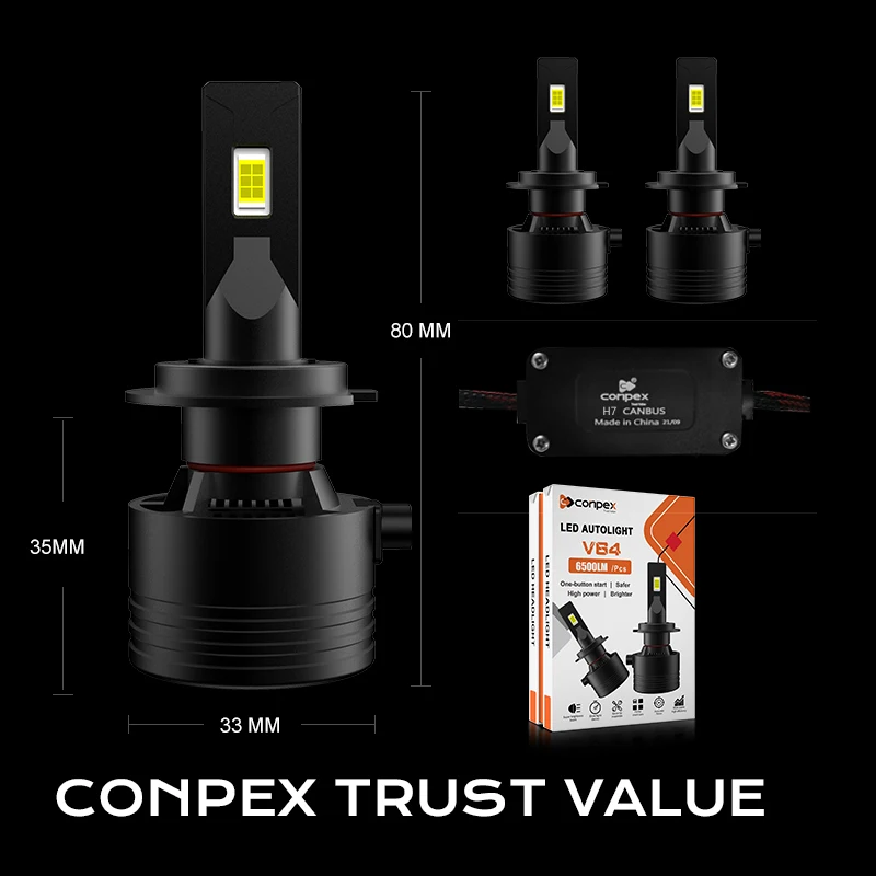 Super Bright Factory Price High quality v64 Led H7 65w 6100lm csp 3570 Auto Lamp H11 Most popular Led Headlights