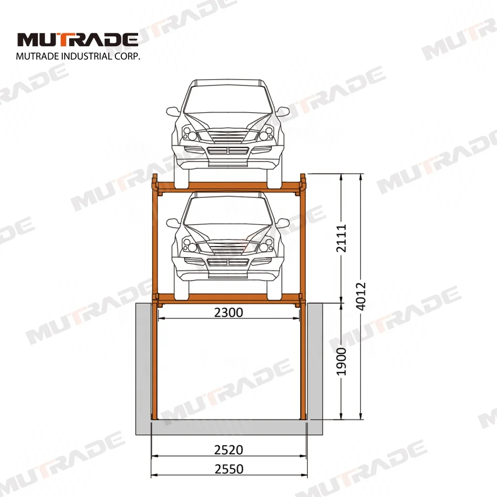 Hydraulic Two Post Pit Parking Stacker Underground Parking System