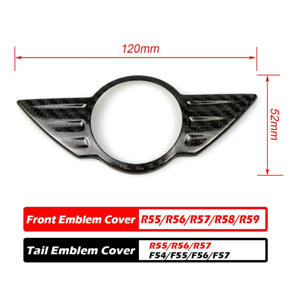 Carmon Real Carbon Fiber Mini Cooper Logo Emblem Cover Sticker Wing Cover For Mini Cooper F54 F55 F56 F57 R55 R56 R57 R58 R59