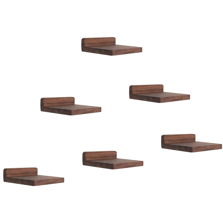 K&B Wooden Square Floating Shelves Compact Style Mini Wall Shelf for Small Objects