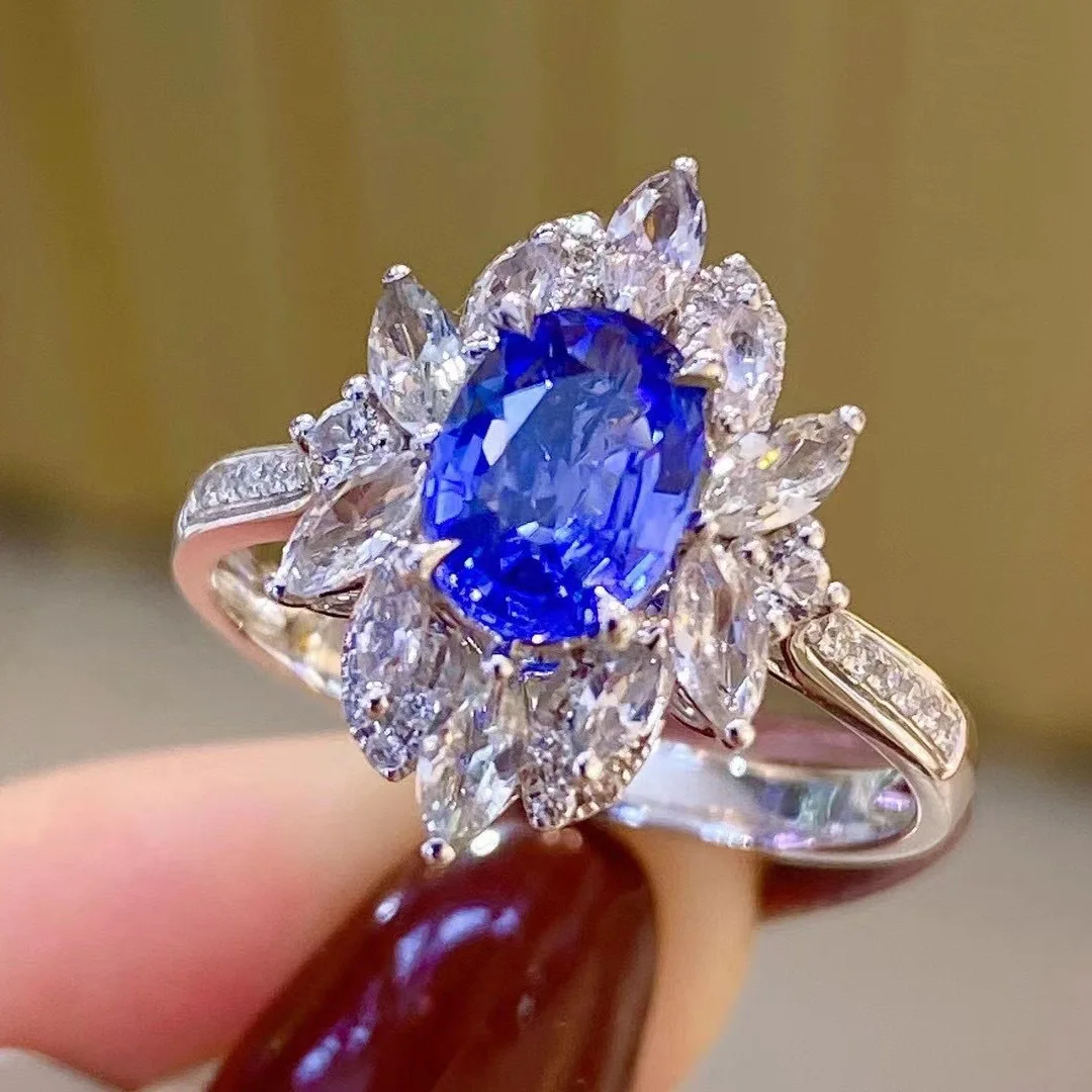 wholesale Color treasure New luxury group set natural Sri Lanka sapphire ring for female