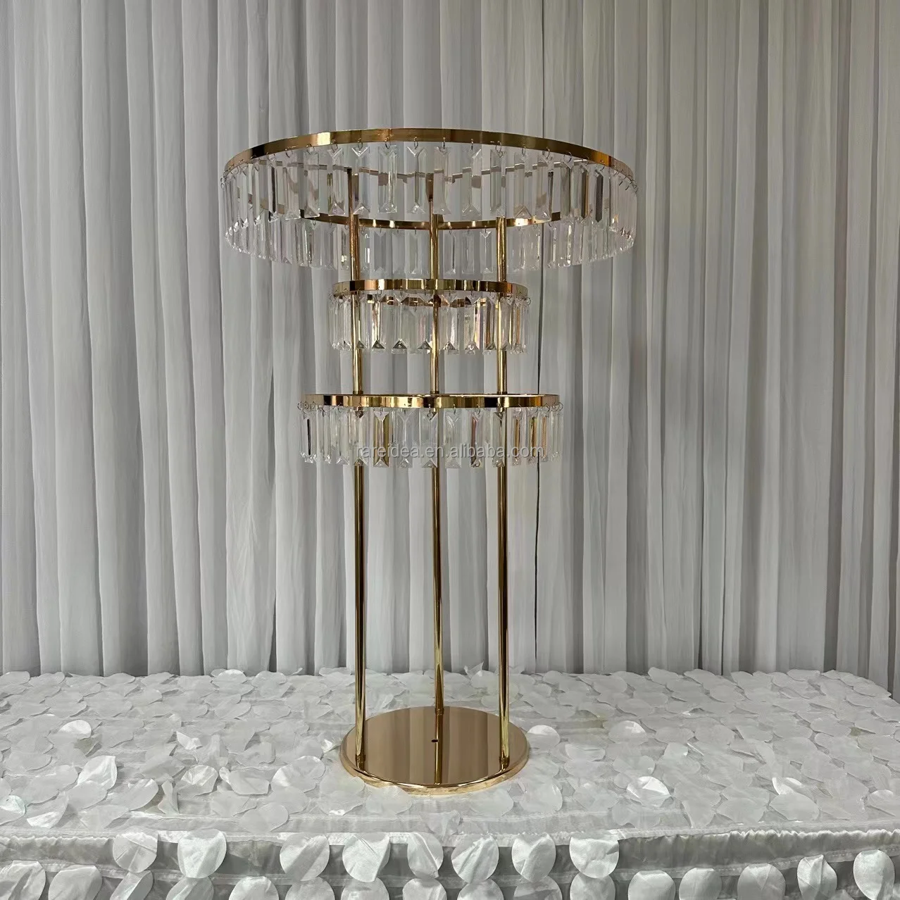 Tall Gold Mental Crystal Wedding Centerpiece Table Decoration Flower Stand For Tables