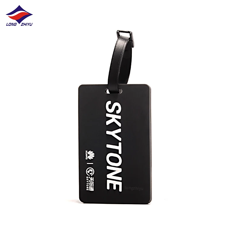 Longzhiyu Factory Black Square Luggage Tag Handbag Baggage ID Name Soft Waterproof Anti-lost PVC Suitcase Tag