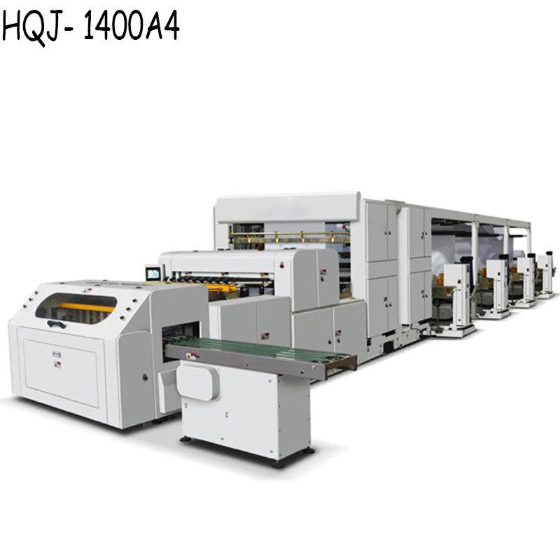 HQJ-A4 1400mm Self Adhesive Paper Roll To Custom Size Sheets Cutting Sheeting Machine With Guillotine Type Cross Cutting Knife