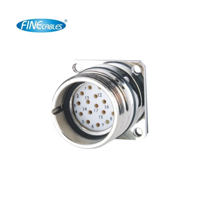 Finecables Waterproof Solder Panel Mount M23 6pin Connector with Flange