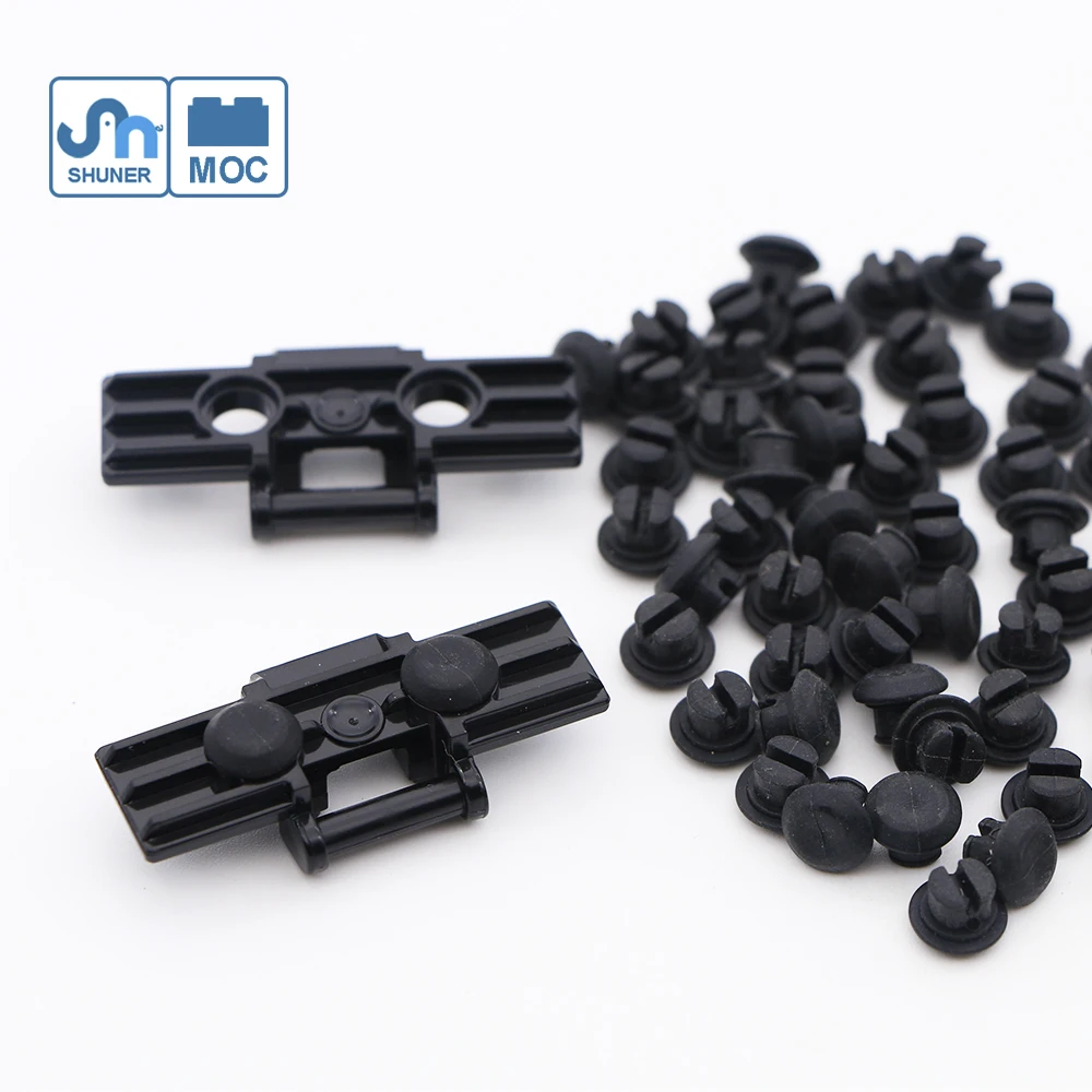 100pcs Rubber Stopper Building Blocks Thread Attachment Grip Tank Caterpillar Track Brick Kid Toy Compatible Technic Parts 24375