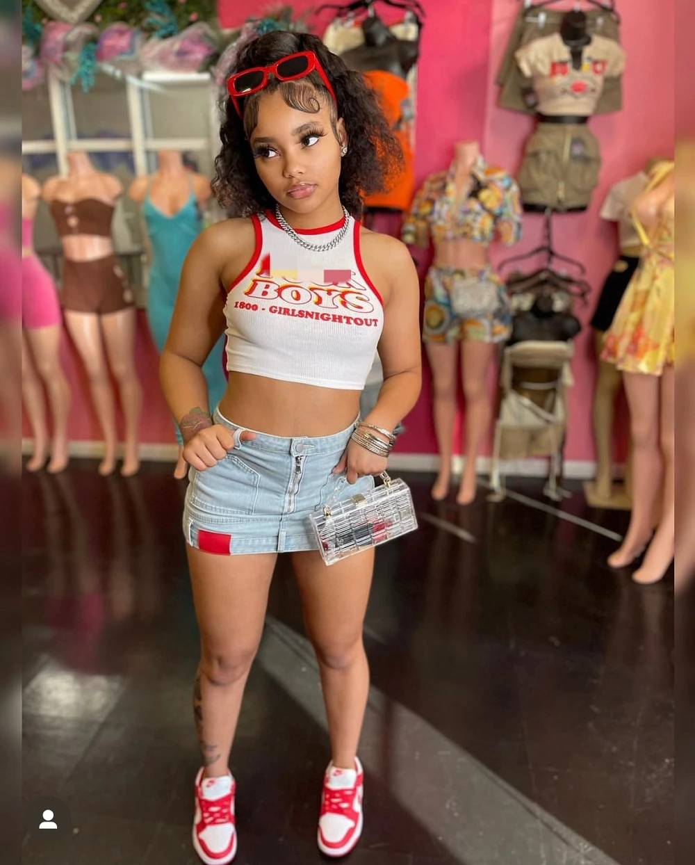 OJW032156 Crop Knit Tube Top with Denim Style Shirt Short Skirt Girls Suit Modest Jean Demin Mini Skirts Outfits