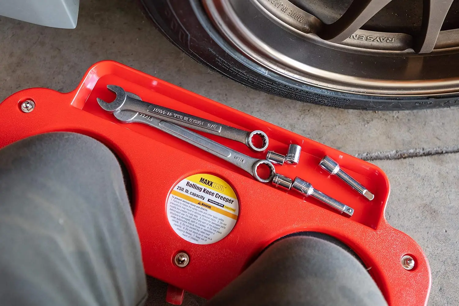 Rolling Knee Creeper Pads ABS High-Impact Frame 5 Swivel Castors Tool Tray Holder