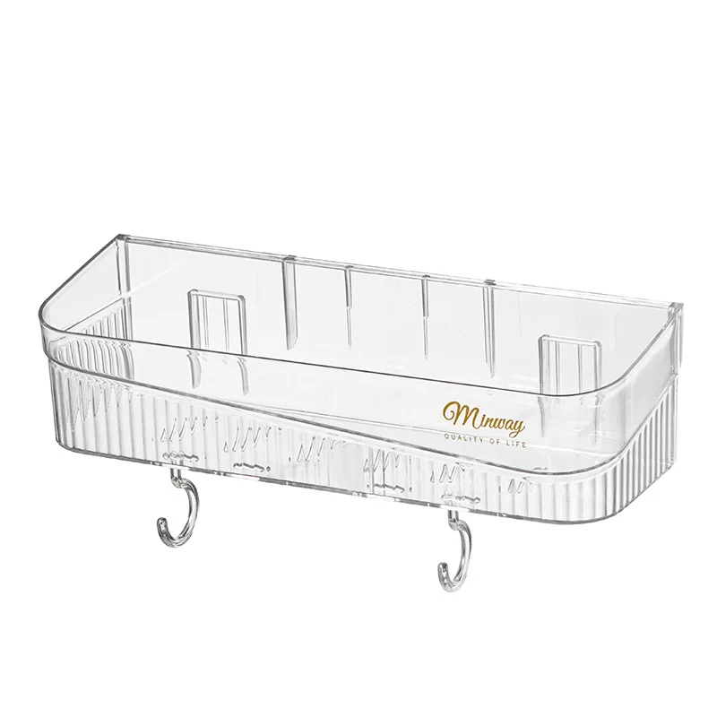 Transparent Wall-Mounted Storage Shelf for Bathroom Toilet Washbasin with No Water Accumulation or Perforation Storage Rack