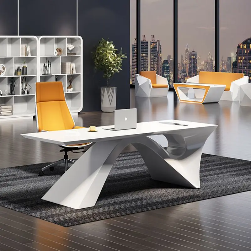 New Model L Shape Table White Luxury Ceo Office Desk Furniture Manager High Tech Modern Home Executive Office Desk