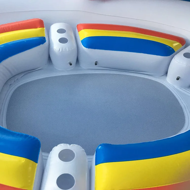 inflatable pool float large Unicorn Party Island for 6 person