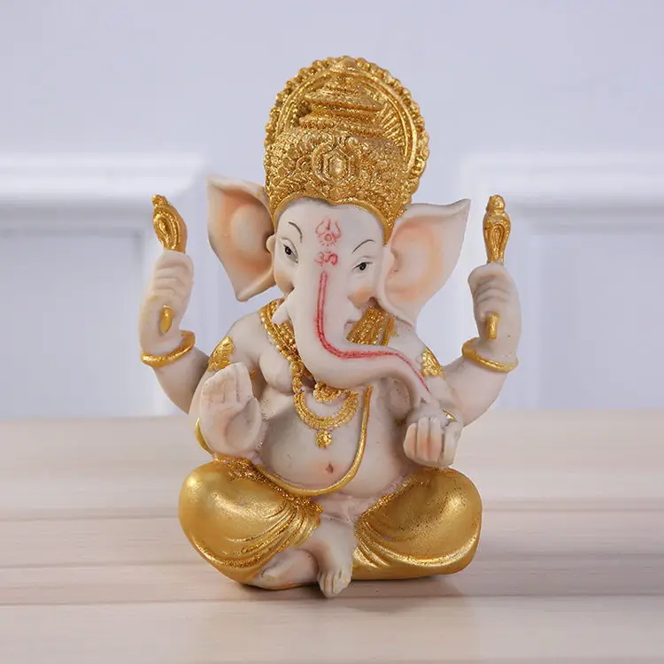 Оптовая продажа небольшие религиозные поделки Fengshui тайские скульптуры Ганеша 2022 новые формы полирезиновая статуя на продажу