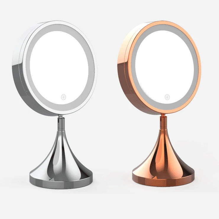 4 Inches Deluxe Gold Chrome Round Anti-Fog Bedroom LED Vanity Make Up Mirror With Light