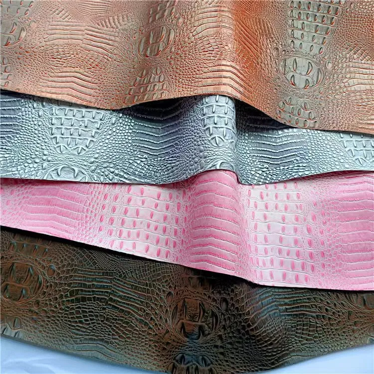 Popular Embossed PVC Crocodile Faux Leather Fabrics Synthetic Vinyl Leather for Bags Shoes Wallets-Multi-Use Synthetic Leather