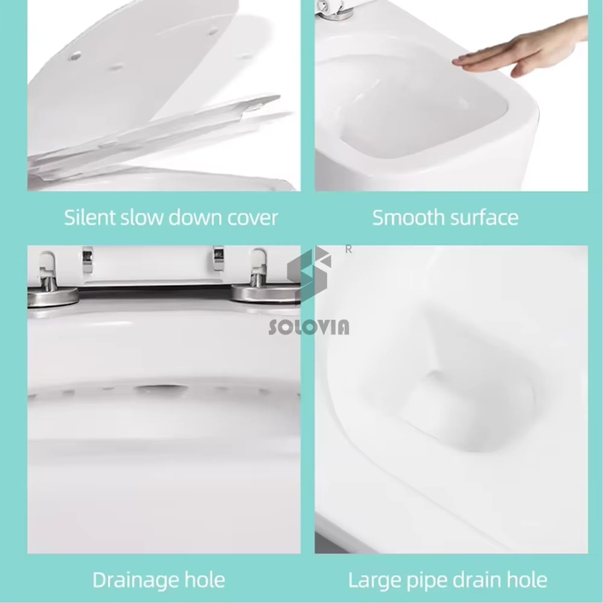 Solovia Toilette Bowl Wc Suspend Modern Hanging Mount Water Closet Rimless Floating Ceramic Wall Hung Toilet for European Market