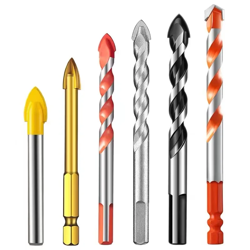 Chrome plated milled extra long masonry drill bits set in plastic box