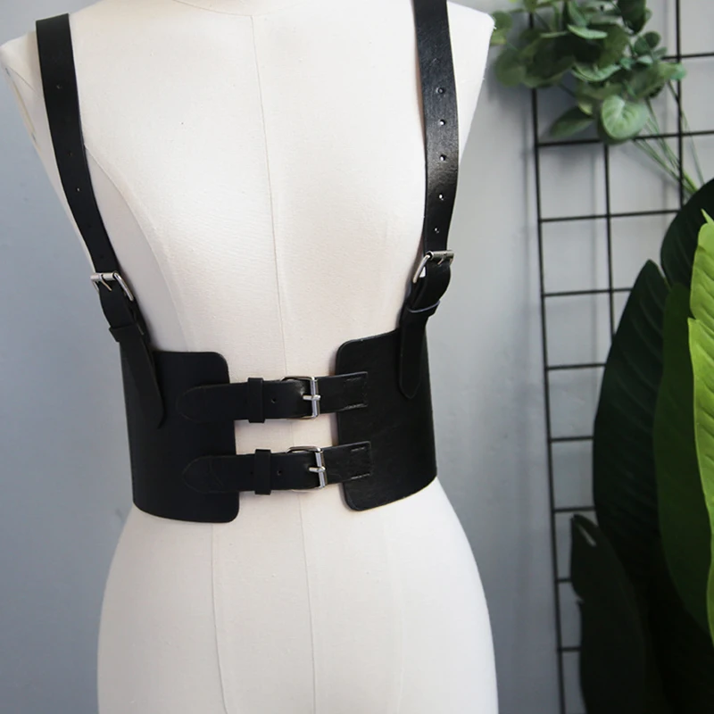 
 INS Fashion Solid Color Women PU Belts Personality Punk Strap Waist Seal Accessories  