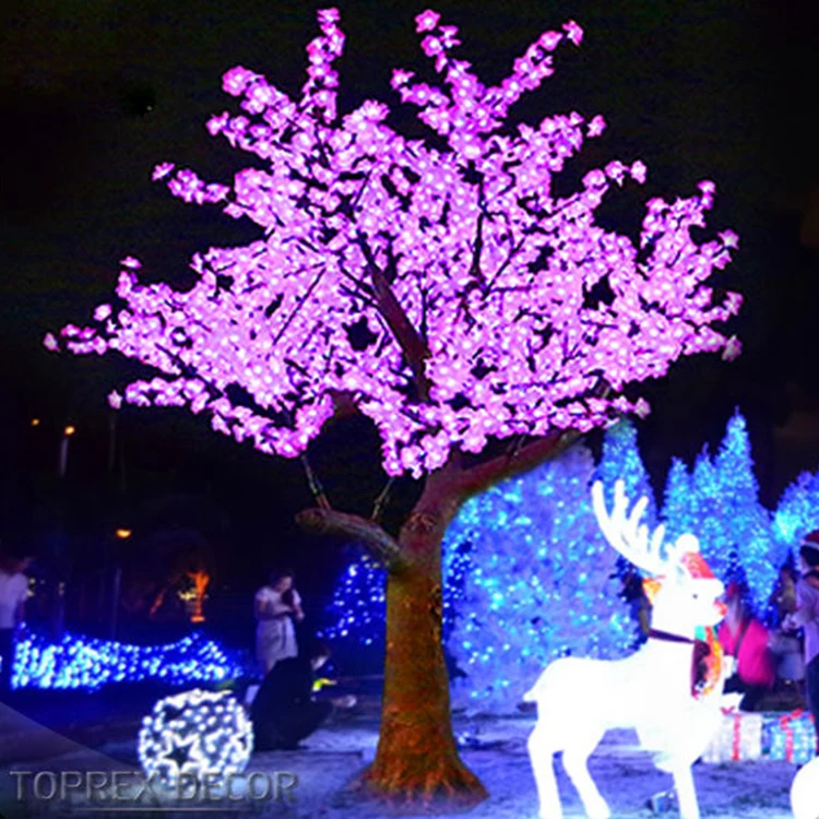 Outdoor LED Artificial Cherry Tree Light Christmas Party Center Decoration with White Pink Red Emitting Colors IP65 Rated