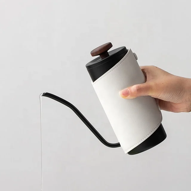 Diguo 450ml Stainless Steel Holy Knight Coffee Goose Neck Drip Kettle With Black & White Kttlle