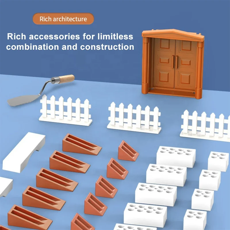 Educational Toy A Tiny Little Bricklayer DIY Cottage Building Villa Simulation Mini Brick Assembly Children House Building Toys