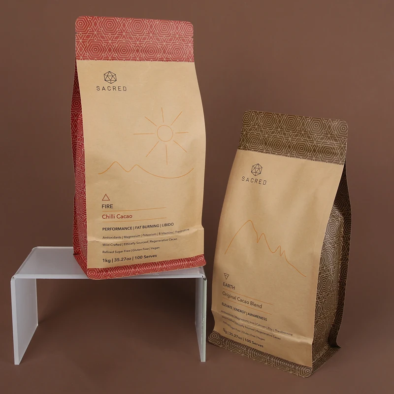 Custom Side Gusset Moisture Proof Coffee Bag Pouch flat bottom zipper bag  tea Packaging Bags biodegradable pouch