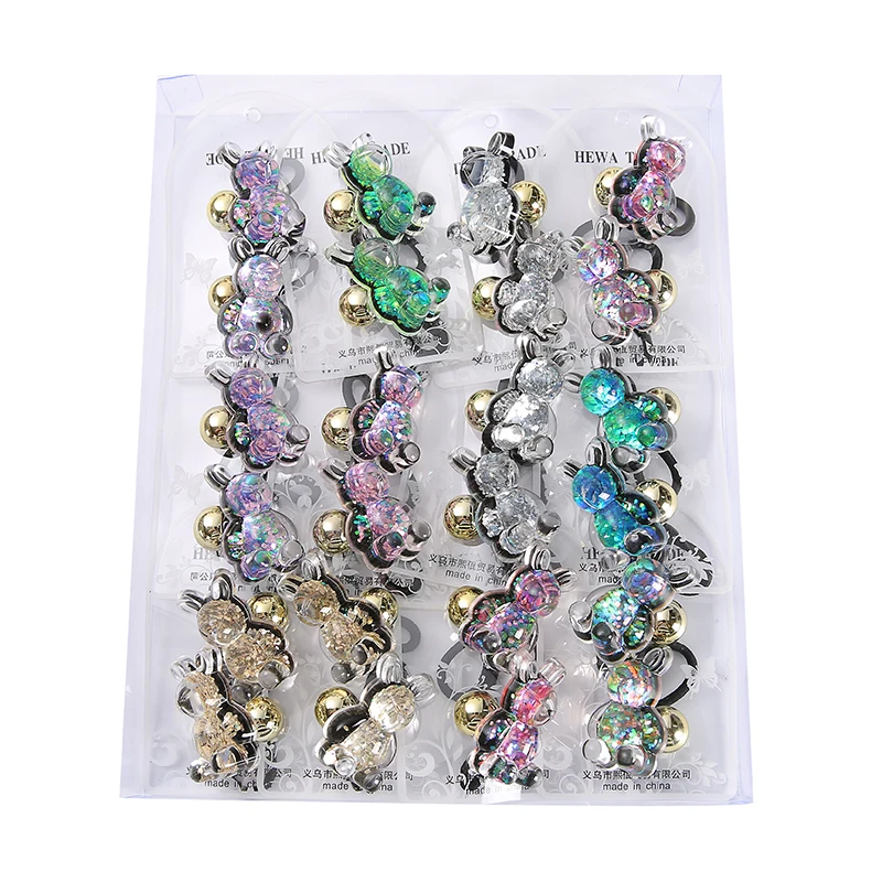 24PCS/box New Raccoon Rhinestone Elastic Hairband Ponytail Head Rope Diamond Hairband Rubber Band Ladies Hair Rope Wholesale