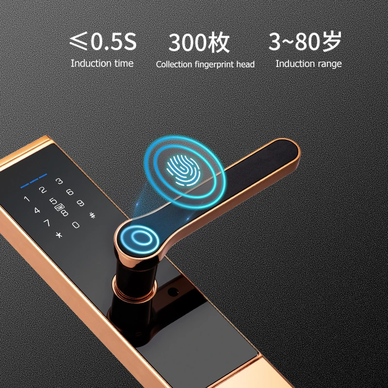 Wireless Wifi APP Remote Controlled Digital  Hotel Tuya Smart Fingerprint Anti Theft Home Electronics Smart Security Door Lock
