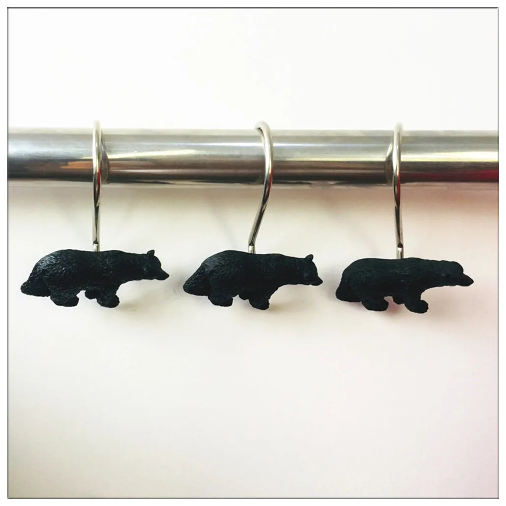 Набор из 12 крючков для занавески для душа twofпокупки Amazon в виде черного медведя