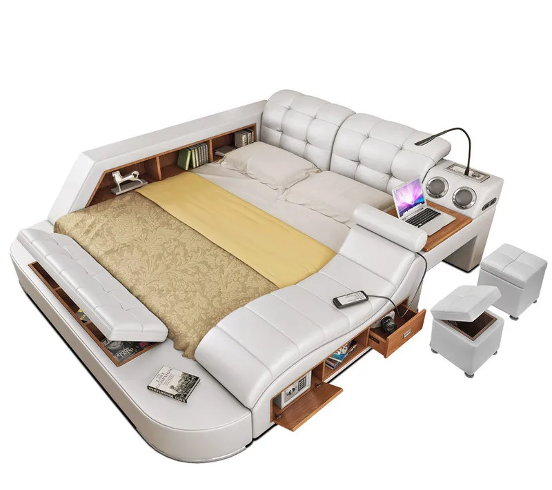 New Fashion Simple Manufacturer Supply Multifunctional Bed Massage Chair Bluetooth Speaker Double Bed