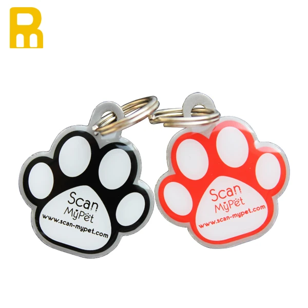 Custom QR code Id Anti-Lost Dog Tag and URL programmable RFID epoxy pet ID tag