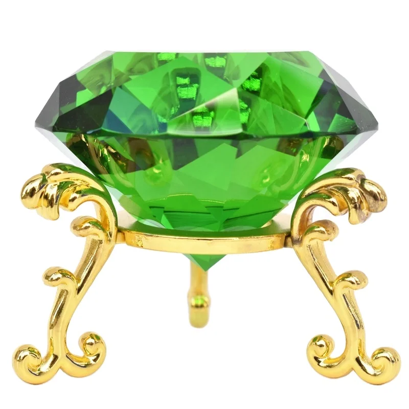 Cheap wholesale transparent multi-color crystal diamond stand crystal with silver gold metal stand for home office decoration