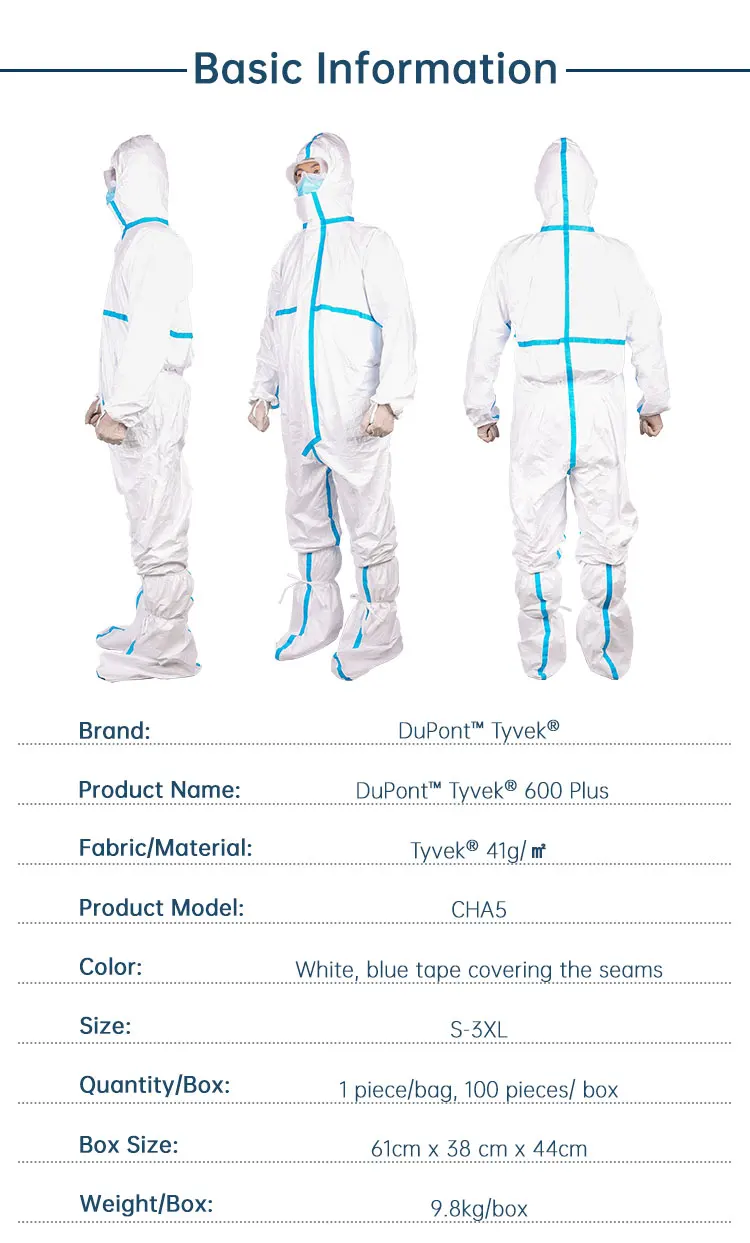 Tyvek Disposable Coverall Ppe Protective Suit