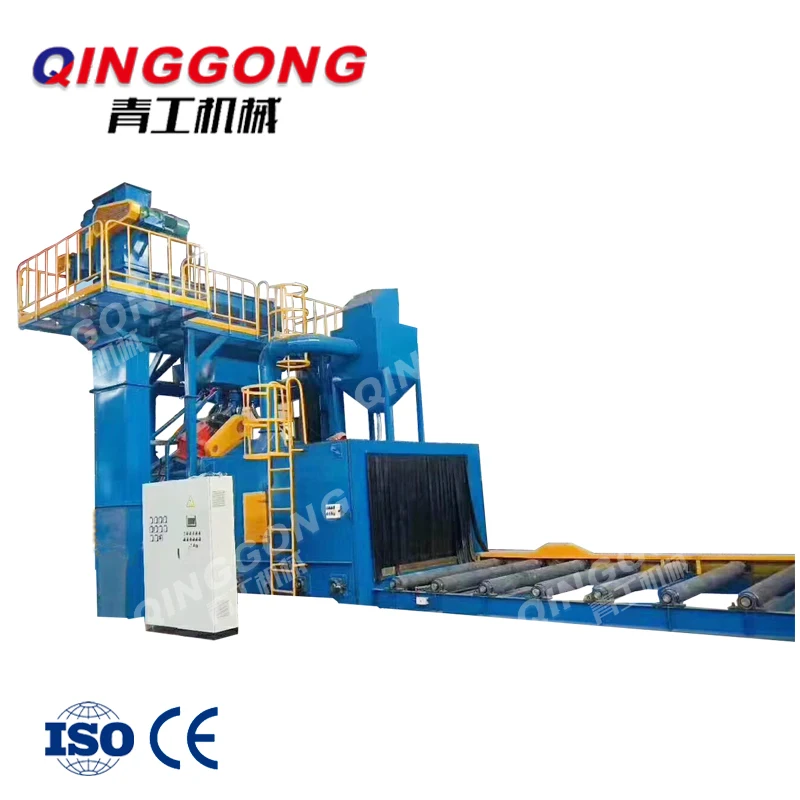 metal steel multiple structure workpieces surface cleaning pass through type roller conveyor shot blasting machine