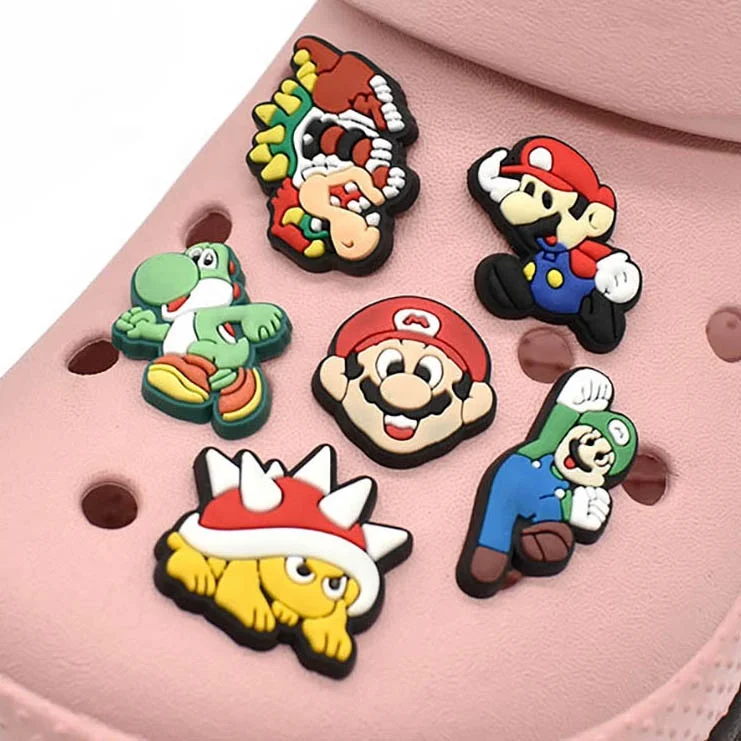 Cartoon croc shoe charms Super Mario mushroom PVC soft rubber croc shoe charms