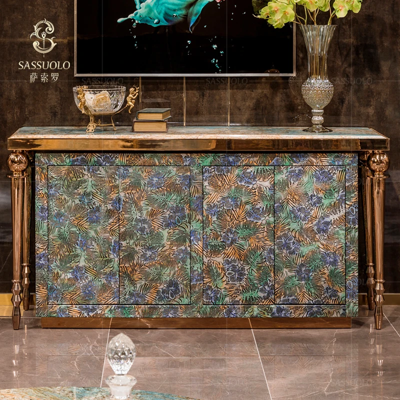 Sassuol luxury jungle series console multipurpose cabinet marble hallway entrance table console hall entry luxury console table