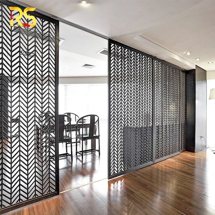 Home interior modern cheap black stainless steel paravent decor living room divider wall partition divider