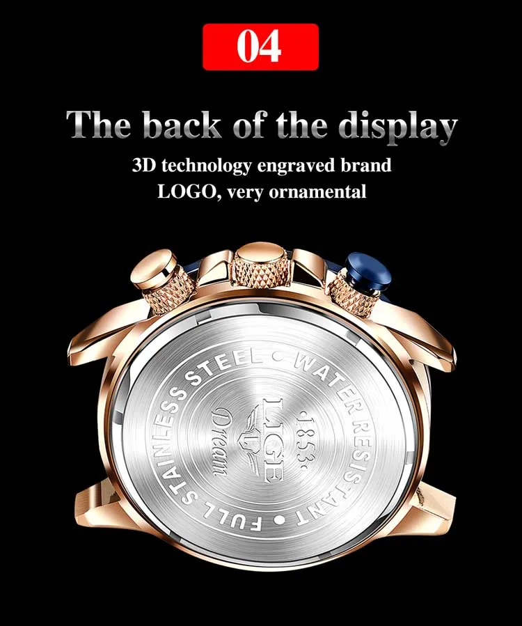 LIGE LG8959 new arrival blue male quartz watch low cost PU leather band 3 dials chronometer old sports hand watch