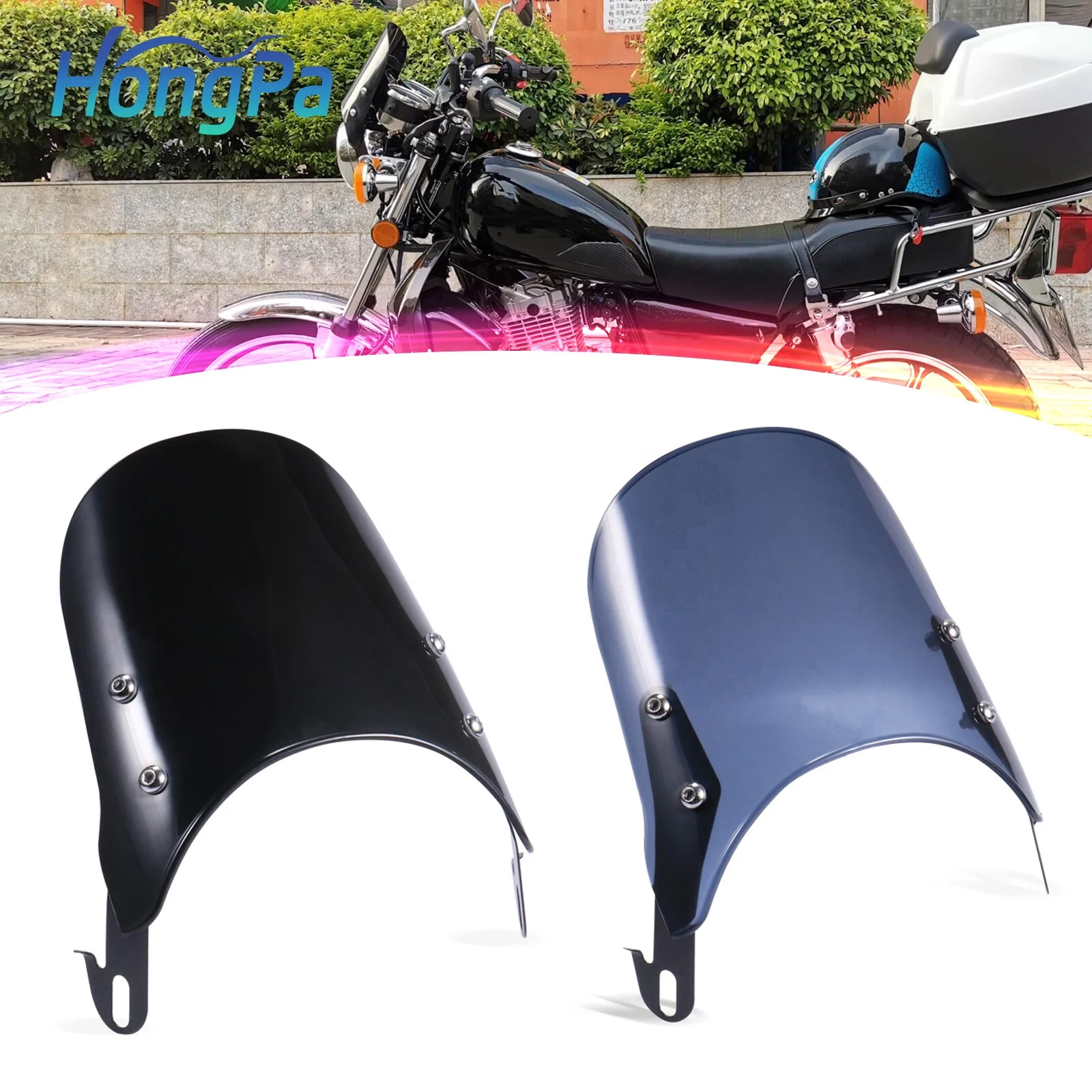 Retro Motorcycle Headlight Visor Meter Instrument Windshield Moto Wind Deflector Windscreen