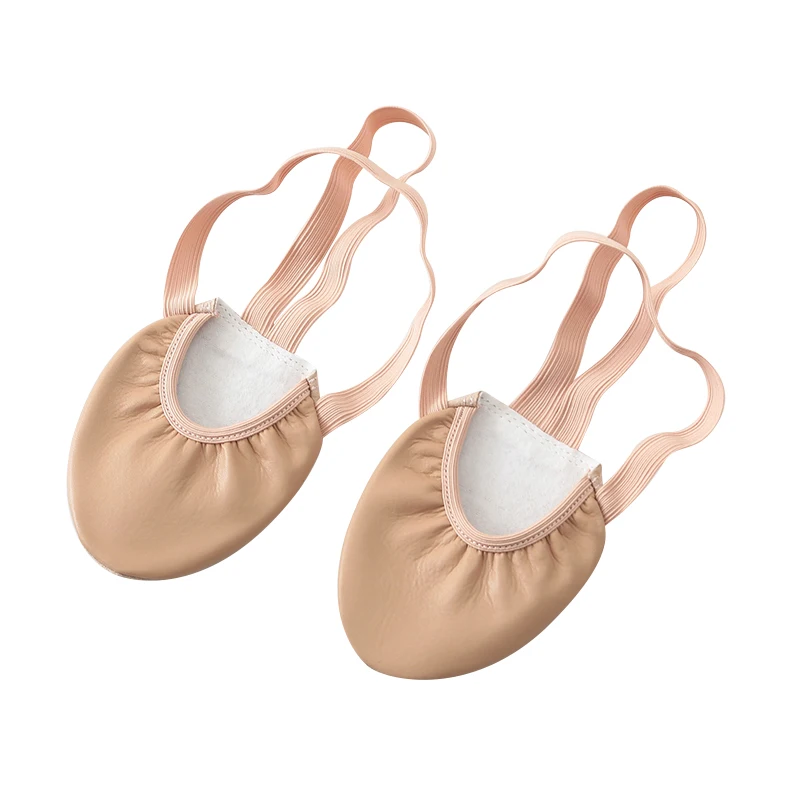 Wholesale Custom Artistic Gymnastics Shoes for Girls Soft Ballet Leather Upper with Microfiber Lining Half Soles Dance Practice