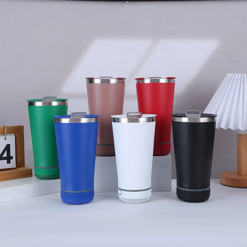 Custom Logo stainless double wall insulated opener 16oz beer mug music speaker 16oz beer mug with speaker