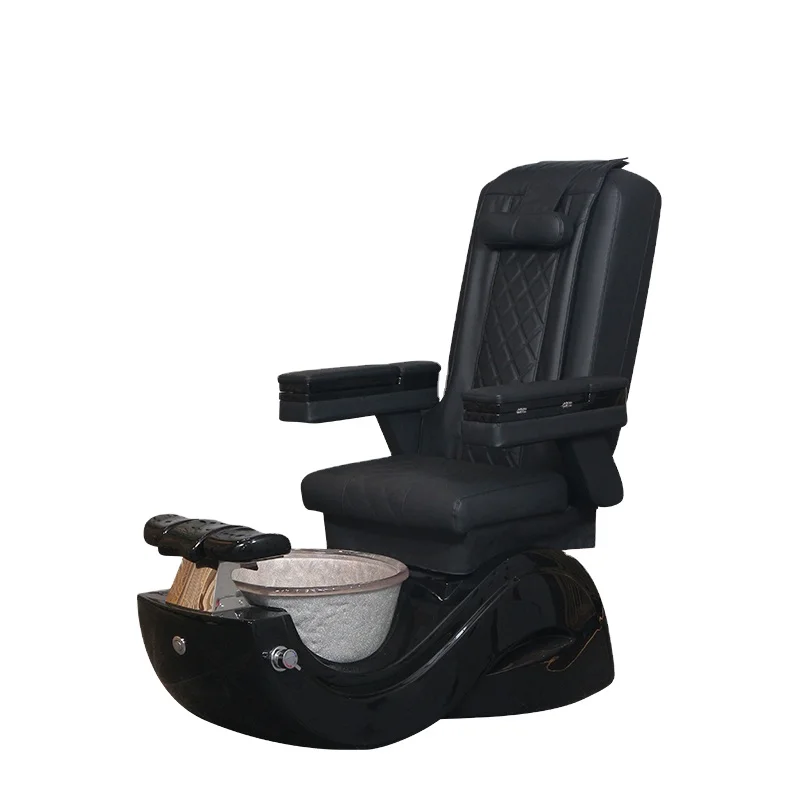 Healthtec Classic luxury black color fiberglass base full body massage pedicure chair with foot massage chair
