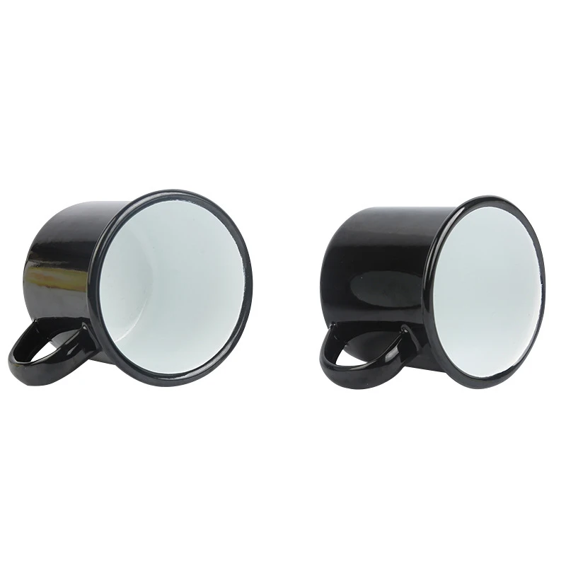 Printing Logo Vintage Black Enamel Camping Mug Enamel Camping Mug Travel Cup Morning Coffee Mug 12oz/16oz