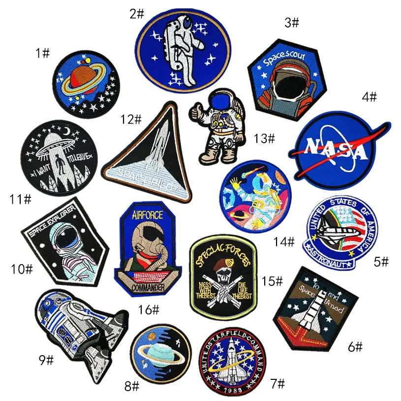 Bulk Heat Press 3d Custom Badges,Spaceman Planet Astronaut Series Embroidered Embroidery Patch Sew Iron On For Clothing