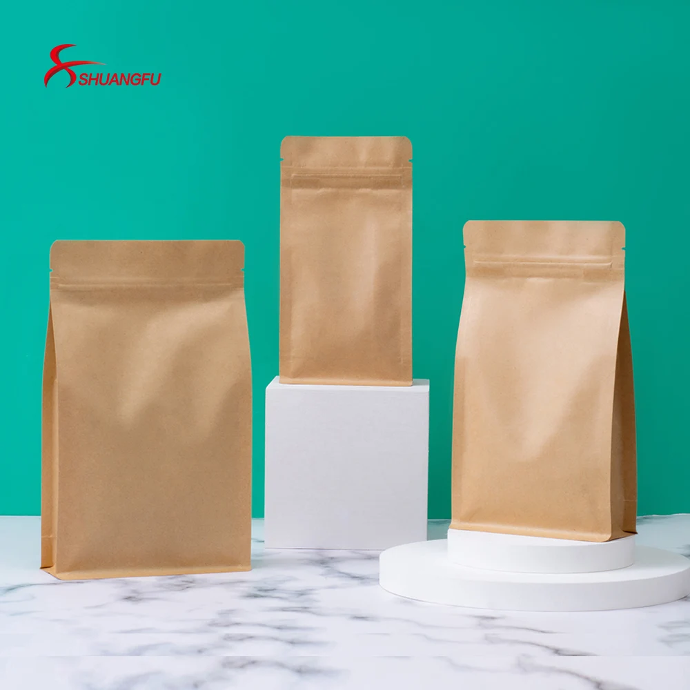 China Eco Friendly Wide Bottom Kraft Paper Bag For Maize Flour