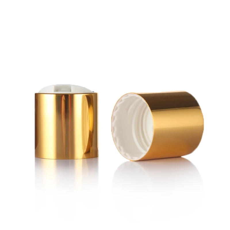 Cosmetics aluminium shampoo bottle cap plastic disc top cap for shampoo bottle