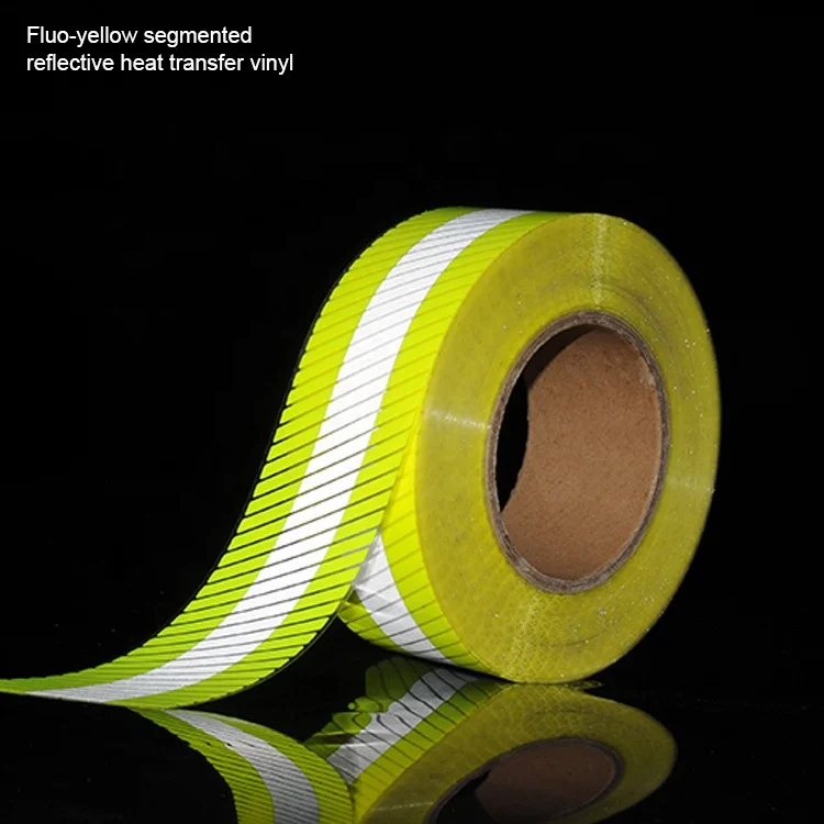Customized Segmented Reflective HTV Vinyl Grey Fluo Yellow Orange Heat Transfer Film Tape for Clothing
