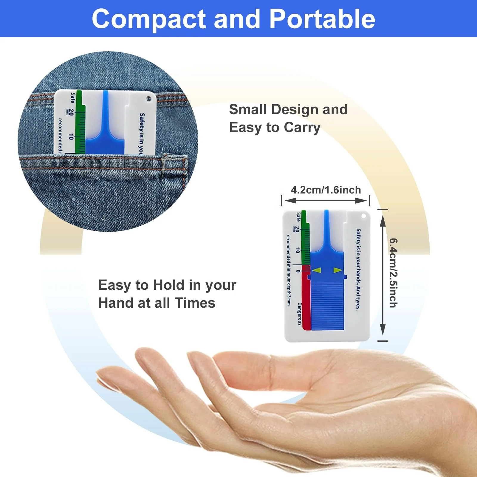Mini 20mm Plastic Tire Tread Depth Gauge for Promotion