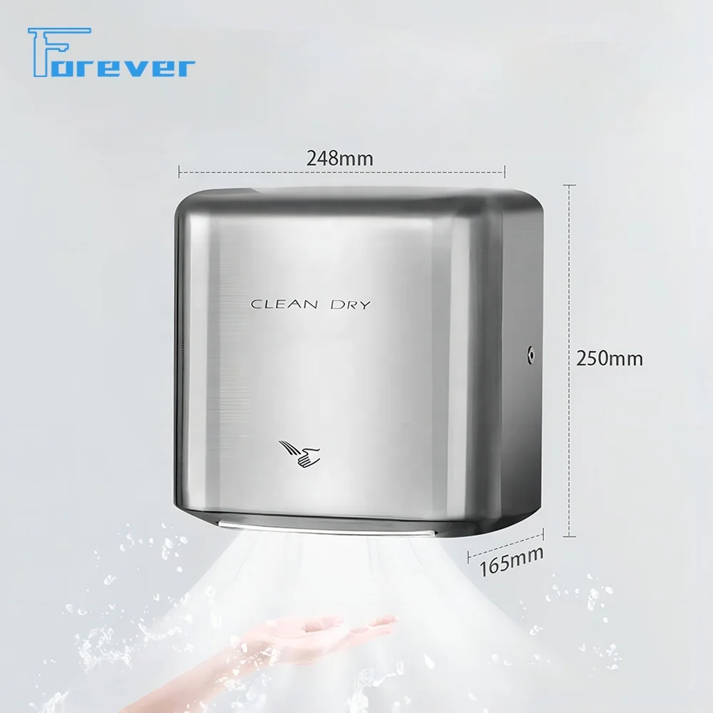 Commercial quality 304 Stainless steel High Speed Induction Hand Dryer with HEPA Filter Wall mounted Dry Hands for Toilet
