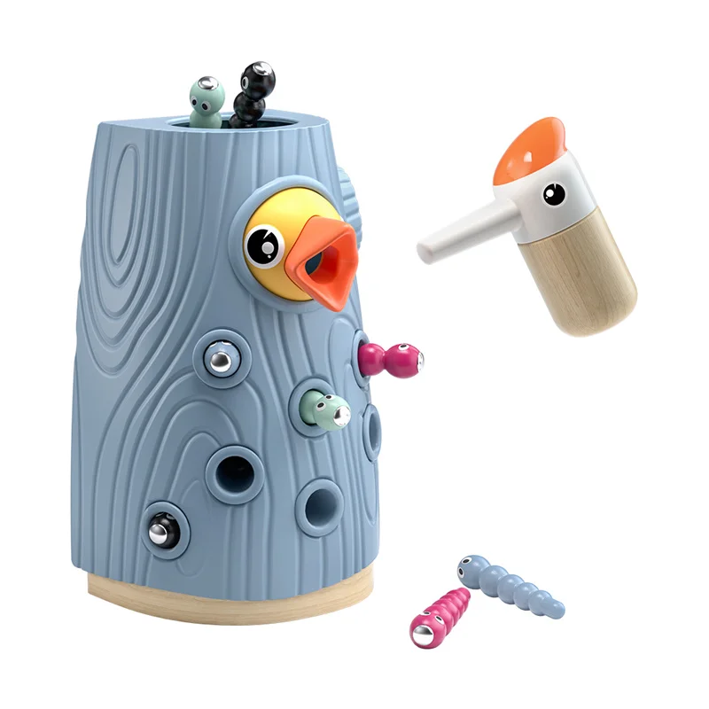 kids plastic woodpecker worm toy magnetic bird feeding game children early educational toy baby toy